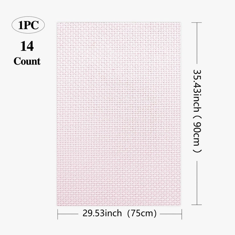 Zhenqing 14CT Aida Cloth - 30x35 Inch Cross Stitch Fabric for Embroidery, Pre-Cut Needlework Material, Acid-Free, Durable Weave(Light Purple Pink) - Image 2